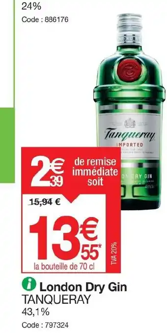 Promocash TANQUERAY London Dry Gin offre