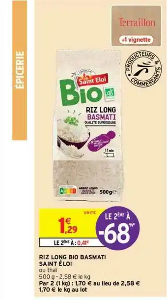 Intermarché Contact Riz Long Bio Basmati Saint éloi offre