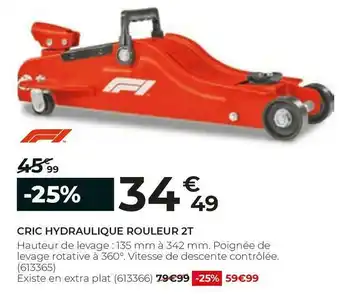 Feu Vert Cric hydraulique rouleur 2t offre