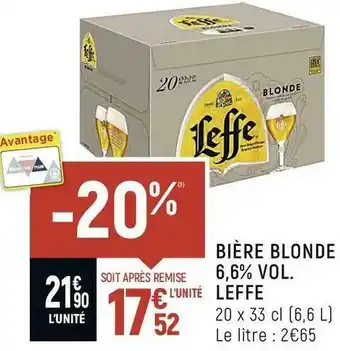Spar Leffe bière blonde 6,6% vol. offre