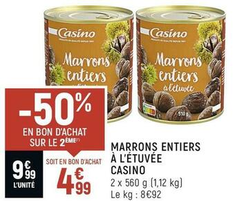 Spar Casino marrons entiers à l’étuvée offre