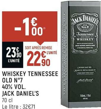 Jack daniel’s whiskey tennessee old n°7 40% vol.