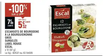 Escal escargots de bourgogne à la bourguignonne gros surgelés label rouge