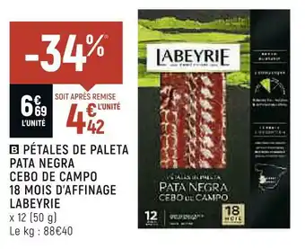 Labeyrie pétales de paleta pata negra cebo de campo 18 mois d’affinage