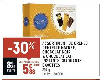 Petit Casino Gavottes assortiment de crêpes dentelle nature, chocolat noir & chocolat lait instants craquants offre