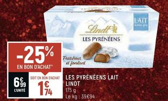 Spar Lindt les pyrénéens lait offre