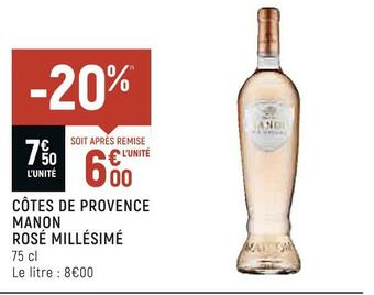 Spar Côtes de provence manon rosé millésimé offre