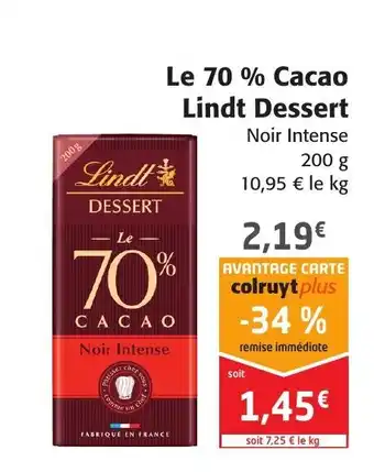 Colruyt Le 70% cacao lindt dessert offre