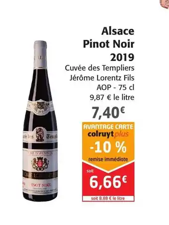 Colruyt Alsace pinot noir 2019 offre