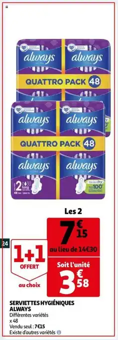 Auchan Serviettes hygiéniques offre