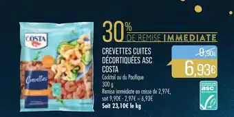 Match Crevettes cuites décortiquées ASC costa offre