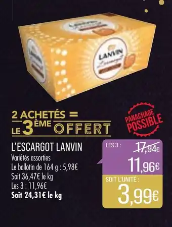 Match L'escargot lanvin offre
