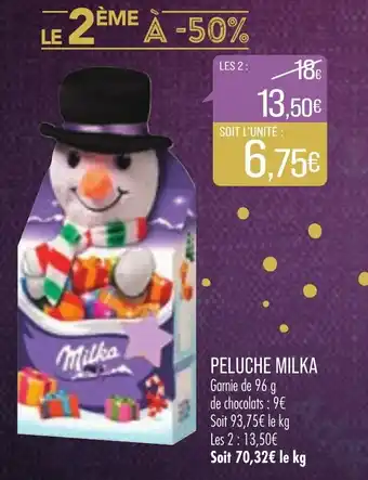 Match Peluche milka offre