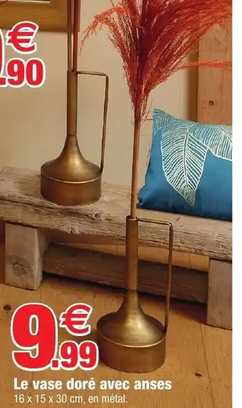 Bazarland Le Vase Doré Avec Anses offre