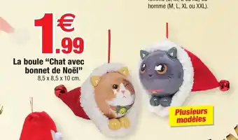 La Boule Chat Avec Bonnet de Noël