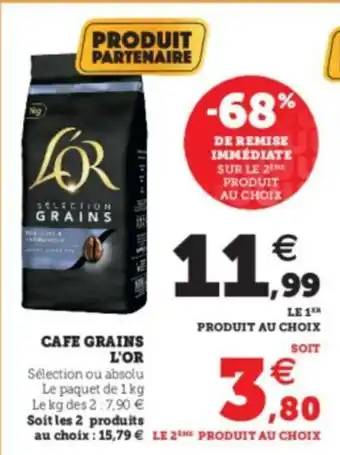 Super U Cafe Grains L'Or offre