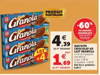 Super U Biscuits Chocolat Au Lait Granola offre