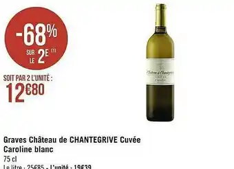 Casino Supermarchés Graves Château De Chantegrive Cuvée Caroline Blanc offre