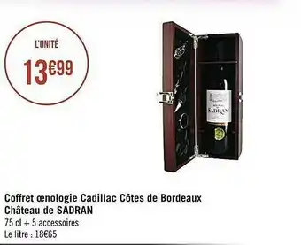 Casino Supermarchés Coffret Oenologie Cadillac Côtes De Bordeaux Château De Sadran offre