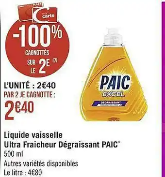 Liquide Vaisselle Ultra Fraîcheur Dégraissant Paic