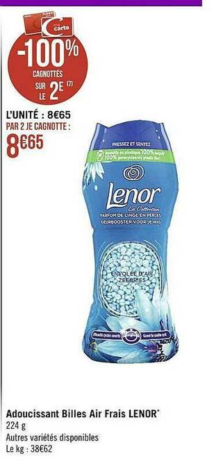 Casino Supermarchés Adoucissant Billes Air Frais Lenor offre