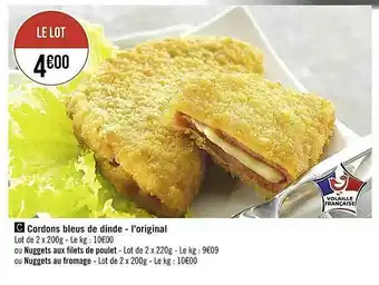 Cordons Bleus De Dinde - L'original Ou Nuggets Au Filets De Poulet, Ou Nuggets Au Fromage