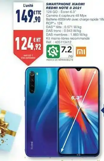 Bureau Vallée Smartphone Xiaomi Redmi Note 8 2021 offre