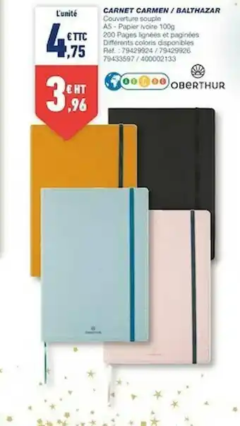 Bureau Vallée Carnet Carmen - Balthazar Oberthur offre