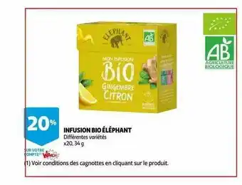 Auchan Infusion Bio éléphant offre