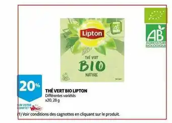 Auchan Thé Vert Bio Lipton offre