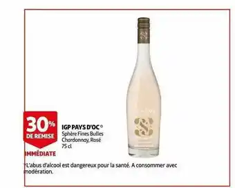 Auchan Igp Pays D'oc Sphère Fines Bulles Chardonnay offre