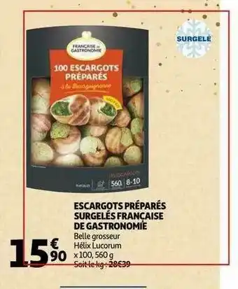 Auchan Escargots Préparés Surgelés Française De Gastronomie offre