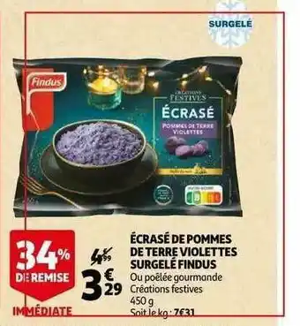Auchan écrasé De Pommes De Terre Violettes Surgelé Findus offre
