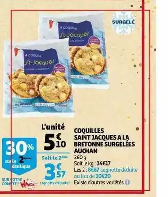 Auchan Coquilles Saint Jacques à La Bretonne Surgelées Auchan offre