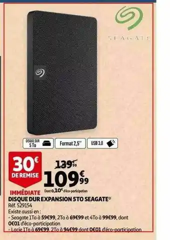 Auchan Disque Dur Expansion 5to Seagate offre