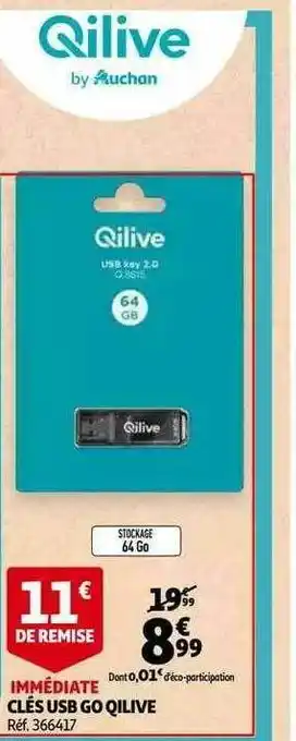 Auchan Clé Usb Go Qilive offre