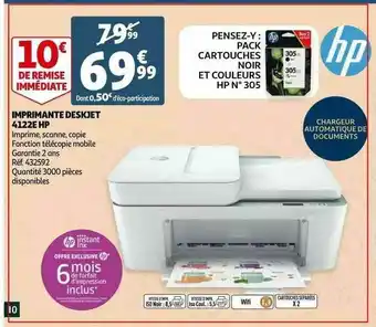 Auchan Imprimante Deskjet 4122e Hp offre