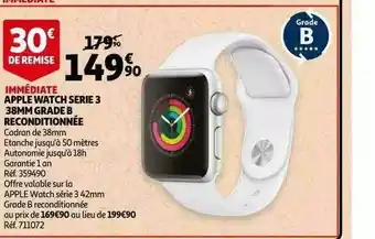 Auchan Apple Watch Serie 3 38mm Grade B Reconditionnée offre
