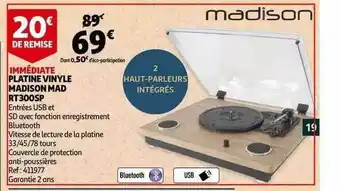 Auchan Platine Vinyle Madison Mad Rt300sp offre