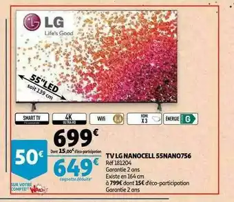 Auchan Tv Lg Nanocell 55nano756 offre