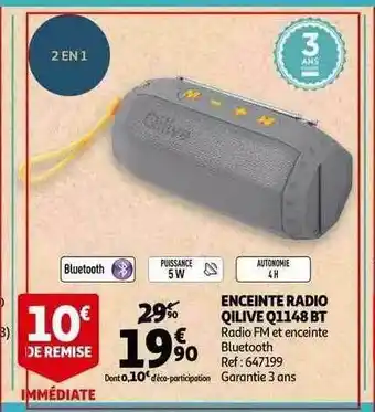 Auchan Enceinte Radio Qilive Q1148 Bt offre