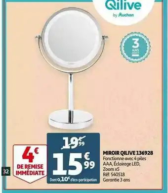 Auchan Miroir Qilive 136928 offre