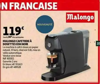 Auchan Malongo Cafetière à Dosettes Eoh Noir offre
