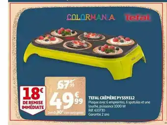 Auchan Tefal Crêpière Py559312 offre