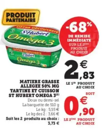 Super U Matiere Grasse Allegee 50% MG Tartine et Cuisson offre