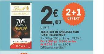 E.Leclerc Tablettes De Chocolat Noir offre