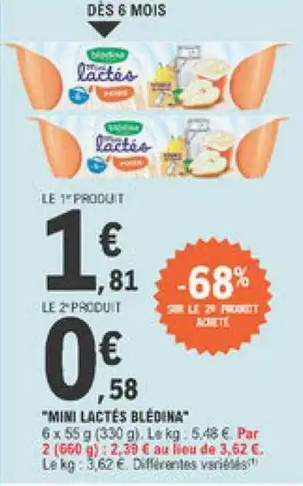 E.Leclerc Offre &quot;mini Lactés Blédina&quot; chez E Leclerc offre