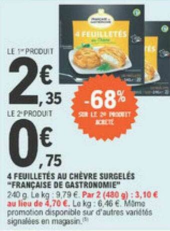 E.Leclerc 4 Feuilletés Au Chèvre Surgelés offre