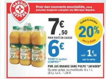 E.Leclerc Pur Jus Orange Sans Pulpe offre