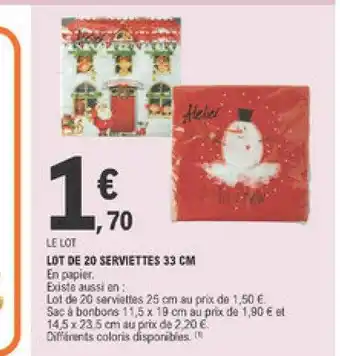 E.Leclerc Lot De 20 Serviettes 33 Cm offre